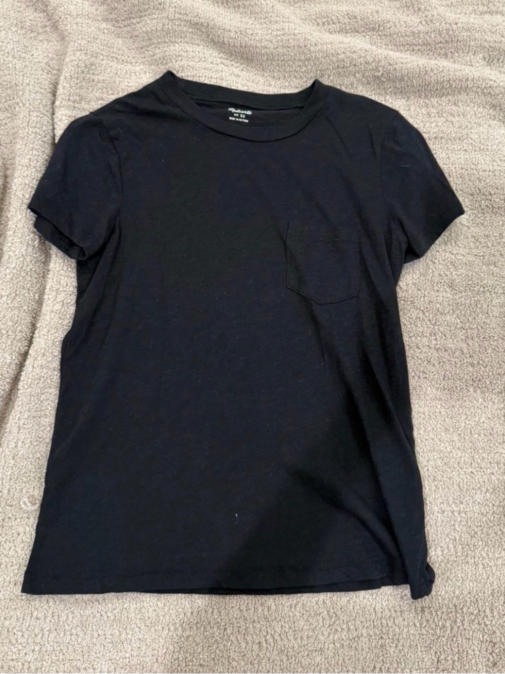 Madewell Black Crewneck Short Sleeve Pocket Tee